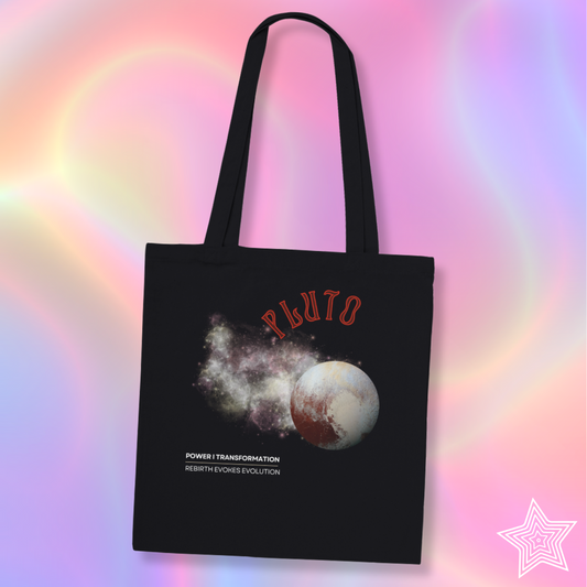 Astrology Black tote bag with pluto design