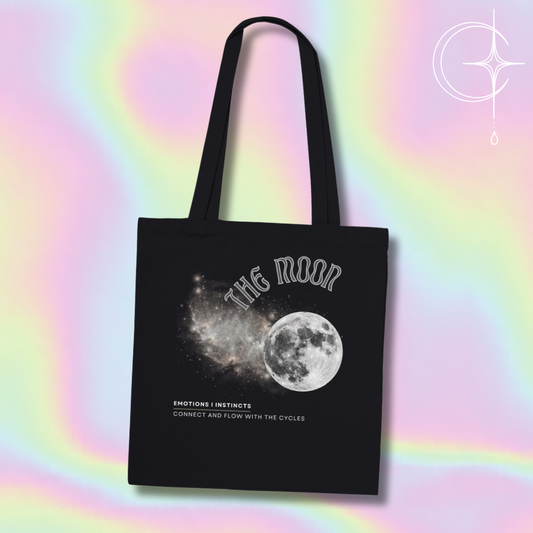 Astrology Black tote bag with moon design
