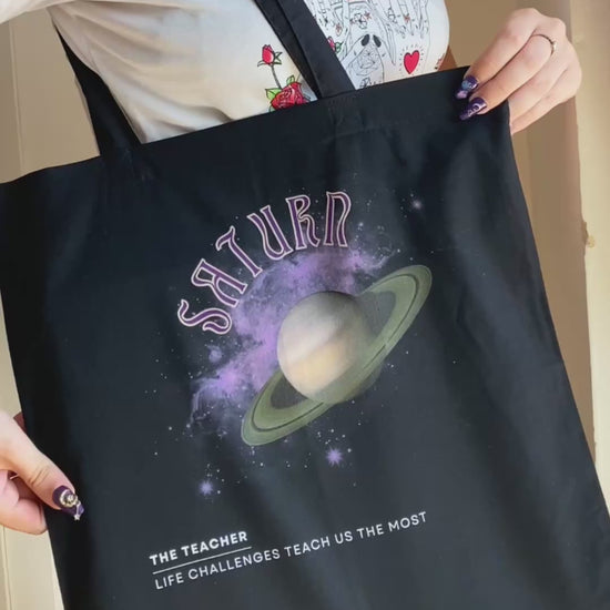 Saturn black tote bag 