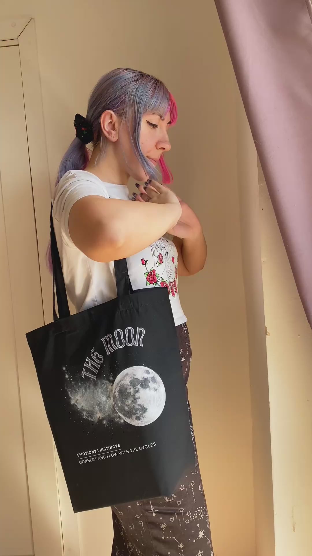 Moon black tote bag