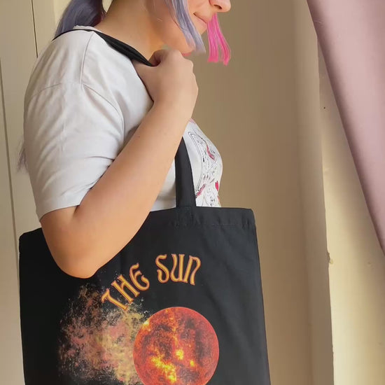 Sun black tote bag