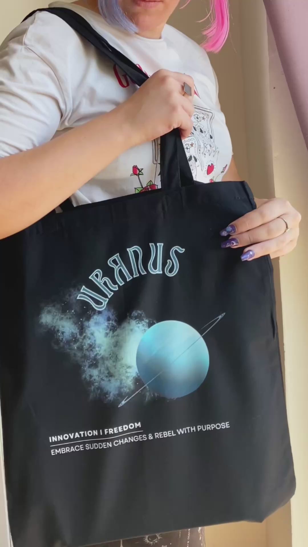 Uranus black tote bag